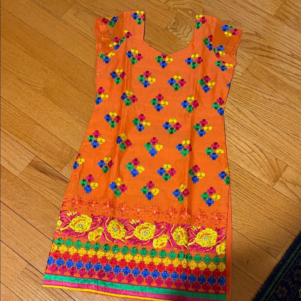Colorful Floral Indian patiala suit dress (Phulkari)